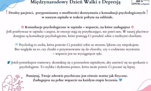 Zdjęcie do 23 luty Międzynarodowy Dzień Walki z Depresją &nbsp;