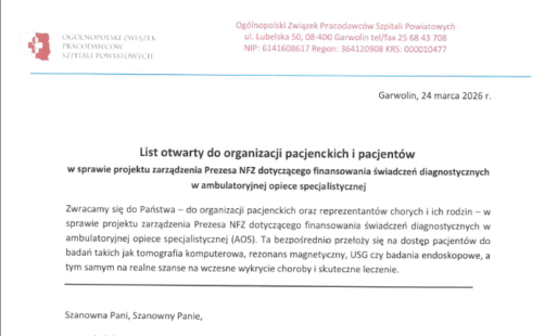Zdjęcie do Ważny komunikat Zarządu Og&oacute;lnopolskiego Związku Pracodawc&oacute;w Szpitali Powiatowych (OZPSP)